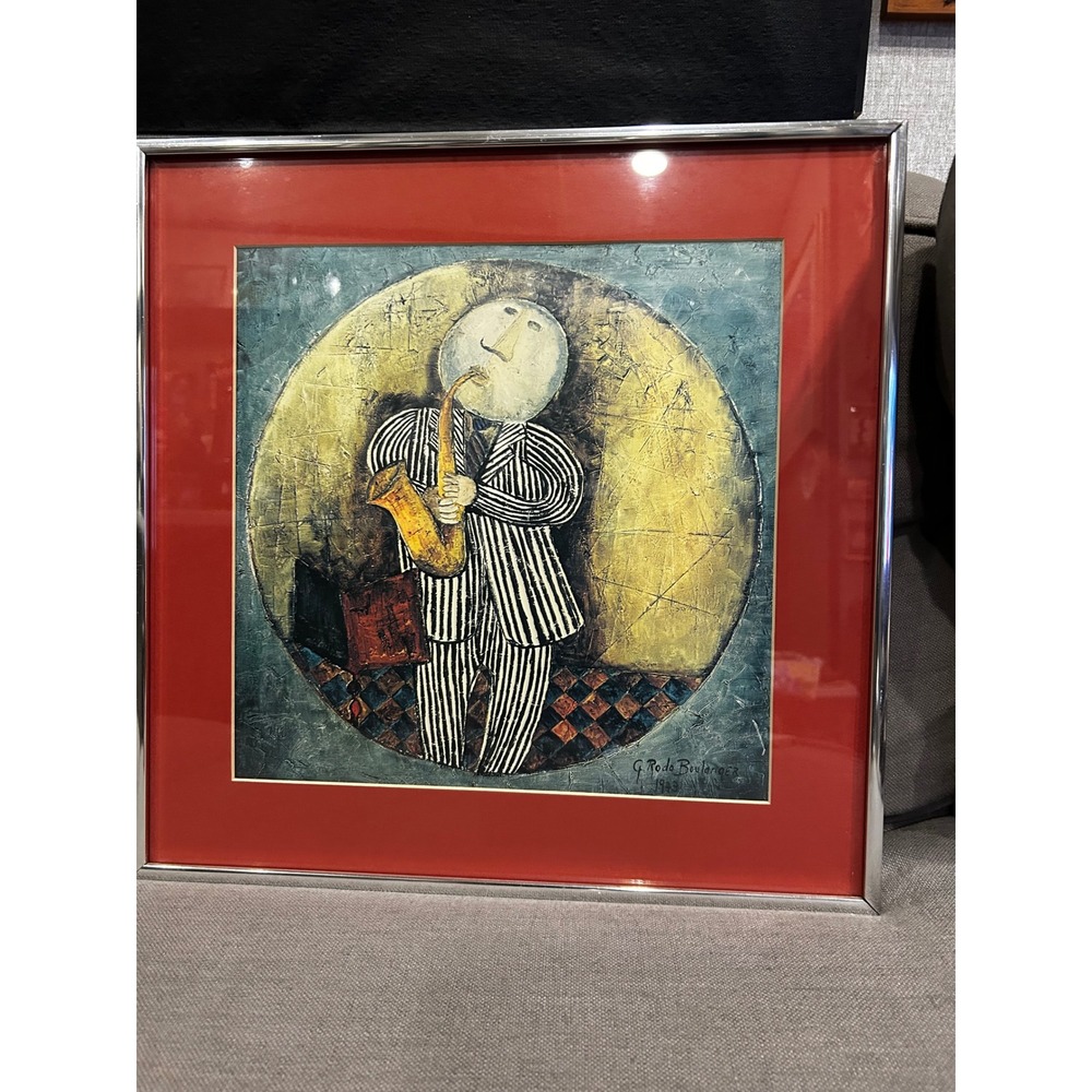Graciela Rodo Boulanger Le Saxophoniste Framed Art Print 1973 Music Signed